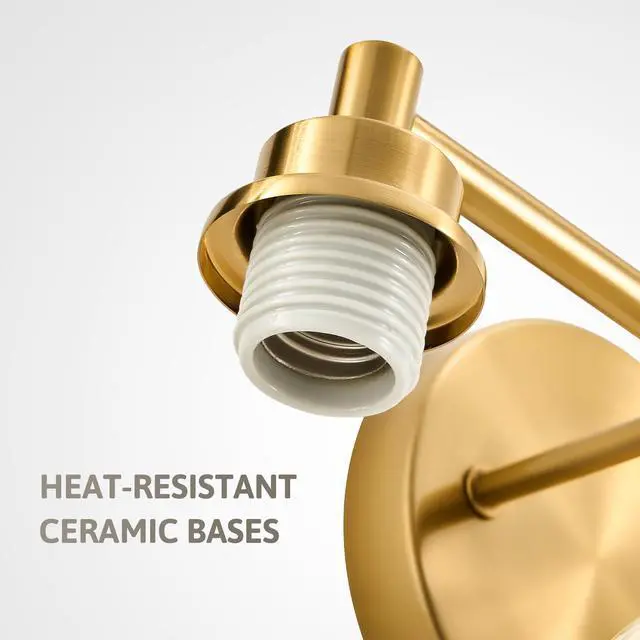 Alt view image 4 of 7 - 2 Light Bathroom Vanity Light Fixtures, Gold Finish | Globe Glass Shades, E26 Sockets, Easy to install, Vanity Lights for Bedroom Hallway Living Room