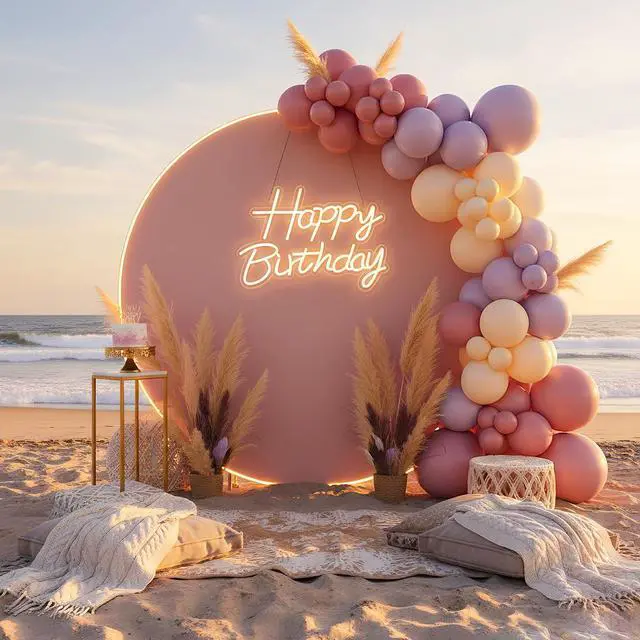 Alt view image 6 of 7 - Happy Birthday Neon Sign for Backdrop, LED Happy Birthday Light Up Sign, USB Powered Dimmable Neon Light for Birthday Party Decorations, Wall Decor, Warm White, 16.5 x 12 inch