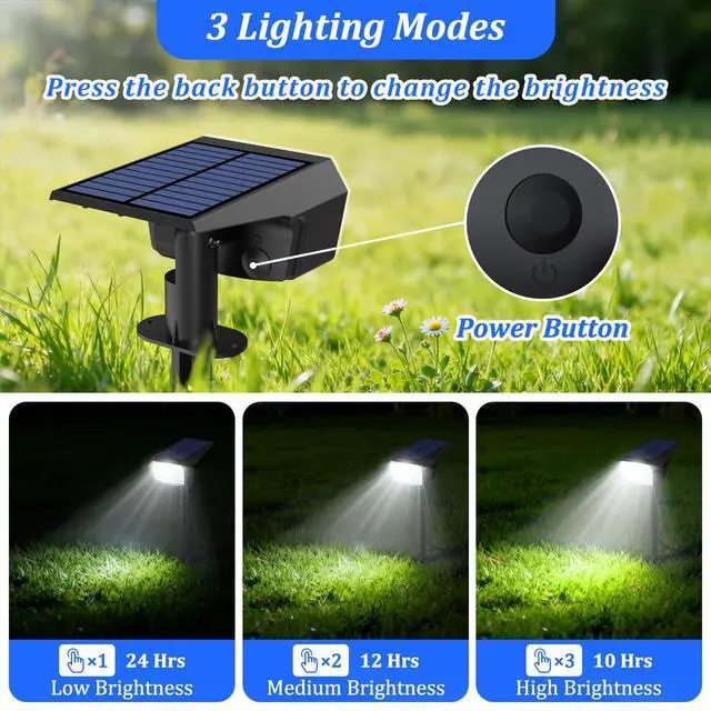 Alt view image 2 of 7 - 6-Pack Solar Spot Lights Outdoor Waterproof, Landscape Spotlight Cool White | 59 LED, 3 Lighting Modes, IP65 Waterproof, Solar Powered Outdoor Lights for Yard Garden
