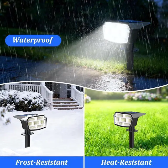 Alt view image 3 of 7 - 6-Pack Solar Spot Lights Outdoor Waterproof, Landscape Spotlight Cool White | 59 LED, 3 Lighting Modes, IP65 Waterproof, Solar Powered Outdoor Lights for Yard Garden