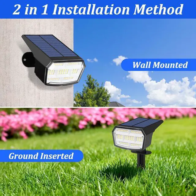 Alt view image 6 of 7 - 6-Pack Solar Spot Lights Outdoor Waterproof, Landscape Spotlight Cool White | 59 LED, 3 Lighting Modes, IP65 Waterproof, Solar Powered Outdoor Lights for Yard Garden