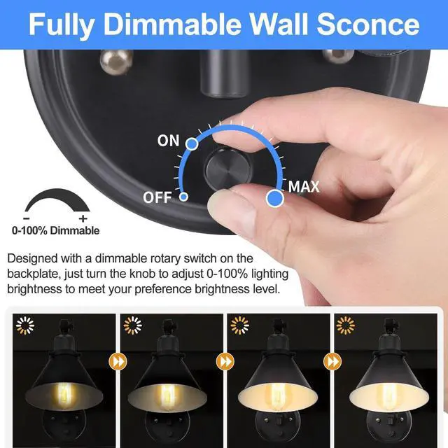 Alt view image 2 of 7 - Wall Sconce Plug in, Dimmable Wall Sconce with Switch Swing Arm Wall Lights Plug in Wall Mounted Light Wall Sconces Lighting with 6FT Plug in Cord, E26 Base, UL Listed(Two Arms, 1 Pack)