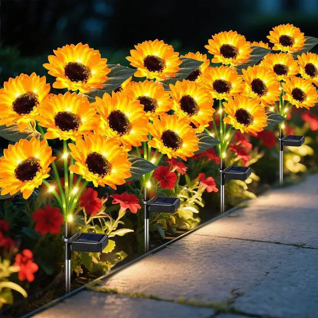 Main image of Solar Lights Outdoor Garden Decor 4 Pack, 24 Sunflower, Waterproof | 24 Sunflower Solar Lights Outdoor Decor for Garden, Yard, Patio, Lawn, Pathway and Flower Beds, Gifts for Women Mom Grandma