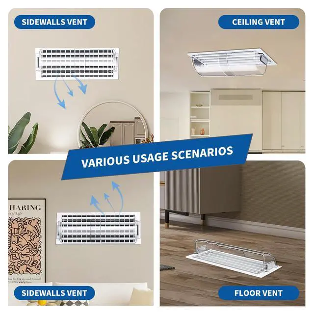 Alt view image 6 of 7 - Magnetic Air Vent Deflectors 2-Pack, Adjustable Heat-Resistant Vent Covers | 814 Inch HVAC Register Deflectors with Strong Magnets for Floor, Wall, Ceiling Airflow Direction Control