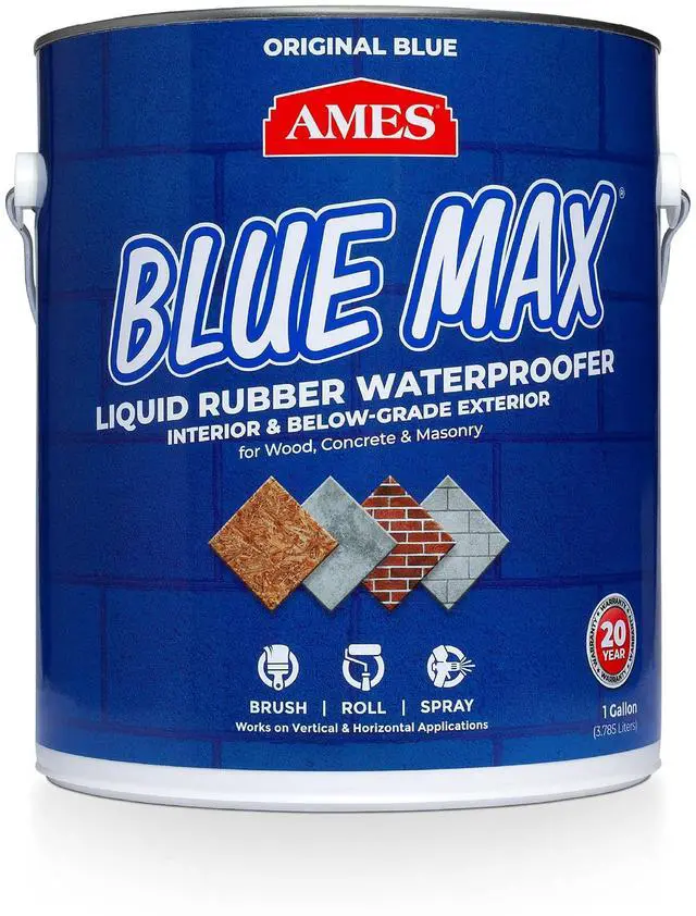 Main image of Blue Max Liquid Rubber Waterproofer, 1 Gallon, Blue | Ideal for waterproofing above & below grade foundations, basements, roofs, floors & more