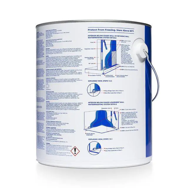 Alt view image 2 of 7 - Blue Max Liquid Rubber Waterproofer, 1 Gallon, Blue | Ideal for waterproofing above & below grade foundations, basements, roofs, floors & more