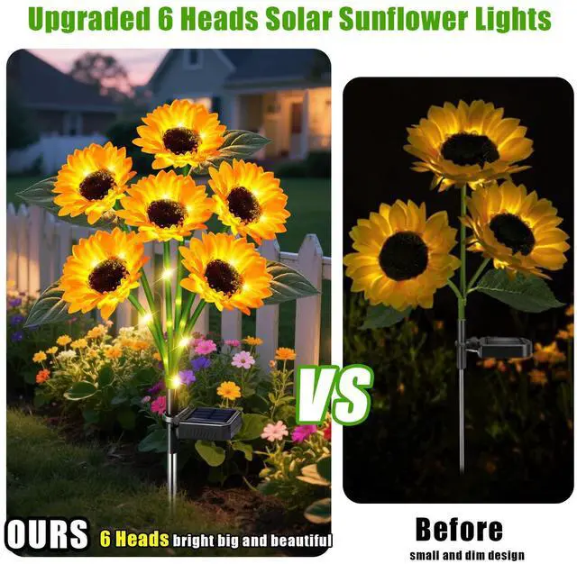 Alt view image 4 of 7 - Solar Lights Outdoor Garden Decor 4 Pack, 24 Sunflower, Waterproof | 24 Sunflower Solar Lights Outdoor Decor for Garden, Yard, Patio, Lawn, Pathway and Flower Beds, Gifts for Women Mom Grandma