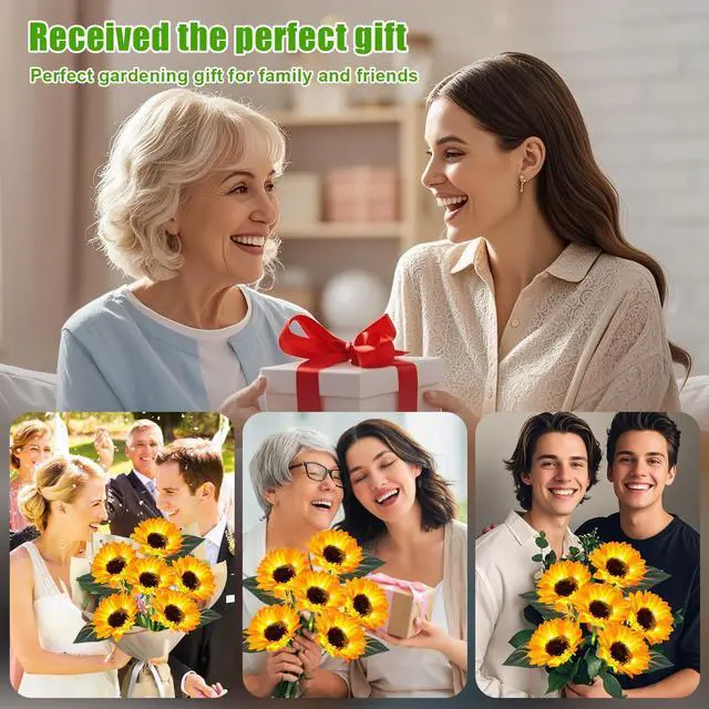 Alt view image 7 of 7 - Solar Lights Outdoor Garden Decor 4 Pack, 24 Sunflower, Waterproof | 24 Sunflower Solar Lights Outdoor Decor for Garden, Yard, Patio, Lawn, Pathway and Flower Beds, Gifts for Women Mom Grandma