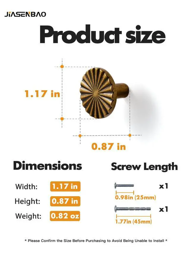Alt view image 5 of 7 - 10 Pack Antique Brass Cabinet Knobs Vintage Flat Drawer Pulls Kitchen Cupboard Bathroom Dresser Cabinet Hardware Handles Zinc Alloy