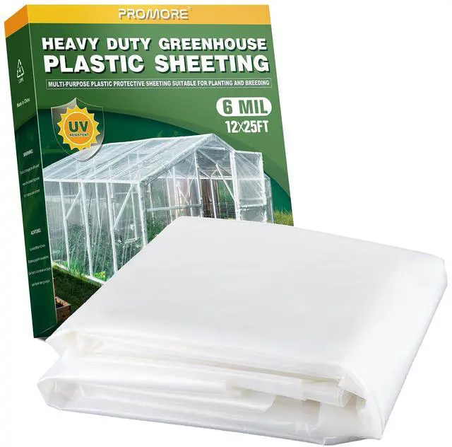 Main image of 6 Mil Plastic Sheeting, 12x25 FT, Greenhouse Plastic,Heavy Duty | UV Resistant, Tear-Resistant,Waterproof, For Farm,Gardening,Livestock,Construction,Painting,Floor Protection