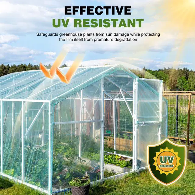 Alt view image 4 of 7 - 6 Mil Plastic Sheeting, 12x25 FT, Greenhouse Plastic,Heavy Duty | UV Resistant, Tear-Resistant,Waterproof, For Farm,Gardening,Livestock,Construction,Painting,Floor Protection