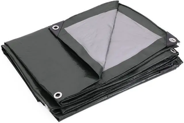 Alt view image 2 of 7 - 12 x 14 Ft. Heavy-Duty Protection/Coverage Tarp, 8-mil, Reversible, Multi-Use, Waterproof, Green-Silver, (TGS-1214)