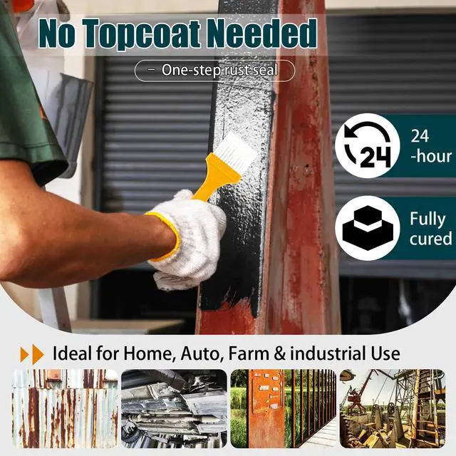 Alt view image 4 of 7 - 2-in-1 Rust Converter & Metal Primer, Stops Rust,Rust Inhibitor Paint for Metal, Rust Conversion Paint, Heat-Resistant Anti Rust Coating for Car, Marine, Industrial, Chassis, Long-Lasting (35 oz)