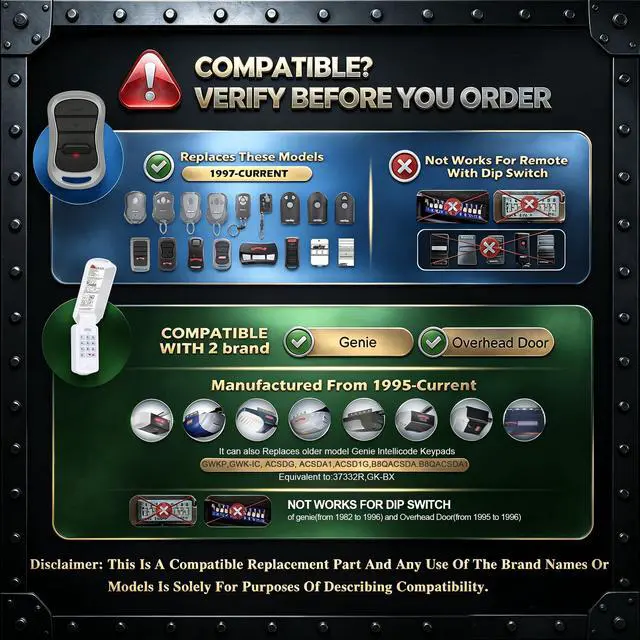 Alt view image 2 of 7 - GK-BX G3T-BX Genie Garage Door Opener Remote Keypad Replacement | FCC Certified Compatible with All Intellicode Genie Garage Door Opener