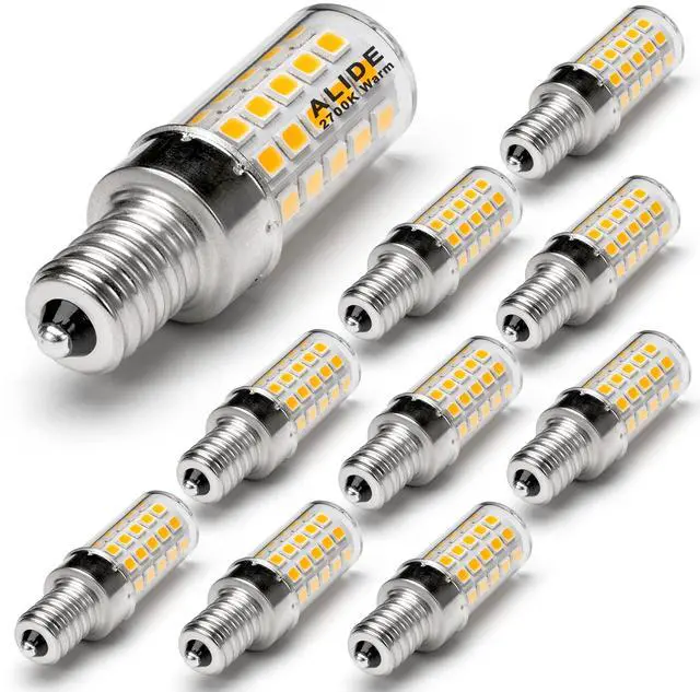 Main image of E12 LED Candelabra Chandelier Bulbs 60W C7,2700k Warm White 10PCS | E12 60 Watt Halogen Equivalent T6 110V 120V, Small Base E12 LED Bulbs for Ceiling Fan Lighting, 6W 550lm
