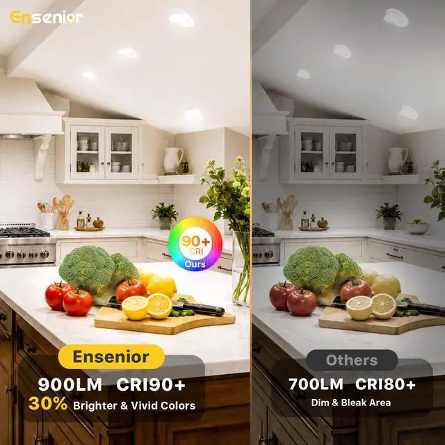 Alt view image 4 of 7 - 4 Inch Gimbal LED Recessed Light, 5CCT, 9W, 900LM, 4 Pack | 5%-100% Dimmable, 2700K-5000K Selectable CCT, 90° Tilt and 360° Swivel, Angle Adjustable, IC&Damp Rated, ETL&FCC Certified