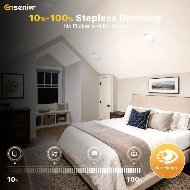 Alt view image 6 of 7 - 4 Inch Gimbal LED Recessed Light, 5CCT, 9W, 900LM, 4 Pack | 5%-100% Dimmable, 2700K-5000K Selectable CCT, 90° Tilt and 360° Swivel, Angle Adjustable, IC&Damp Rated, ETL&FCC Certified