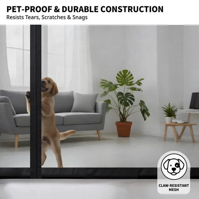 Alt view image 4 of 7 - Magnetic Screen Door Left Right Side Opening Polyethylene Terephthalate Mesh Greater Than Fiberglass and Polyester Easy Install