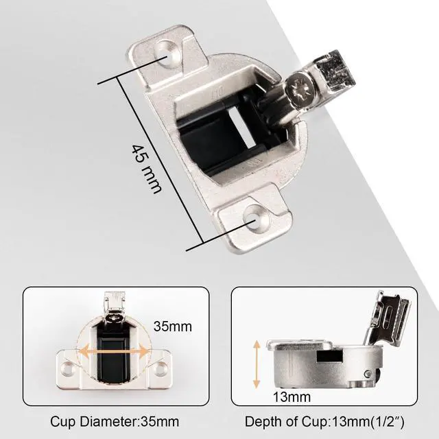 Alt view image 2 of 6 - Replacement for Blum 30.310-11.02 Compact 33 Cabinet Hinges, 8-Pack | 110-Degree Screw-On Self-Closing Cabinet Hinges, 33.3600, Compatible with Blum 33 and 31 Series, Mounting Plates Not Included
