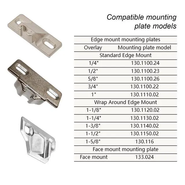 Alt view image 3 of 6 - Replacement for Blum 30.310-11.02 Compact 33 Cabinet Hinges, 8-Pack | 110-Degree Screw-On Self-Closing Cabinet Hinges, 33.3600, Compatible with Blum 33 and 31 Series, Mounting Plates Not Included