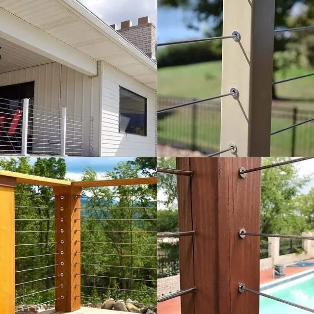 Alt view image 6 of 7 - 120 Pack Stainless Steel Protector Sleeves for 1/8" 5/32" or 3/16" Deck Cable Railing, for Wood/Composite Posts, T316 Marine Grade