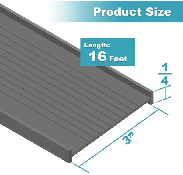 Alt view image 2 of 7 - 3" Garage Door Bottom Seal Weatherstrip in Grey - 1/4" T Style - All Widths(16' Wide Door)