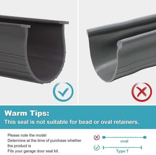 Alt view image 3 of 7 - 3" Garage Door Bottom Seal Weatherstrip in Grey - 1/4" T Style - All Widths(16' Wide Door)