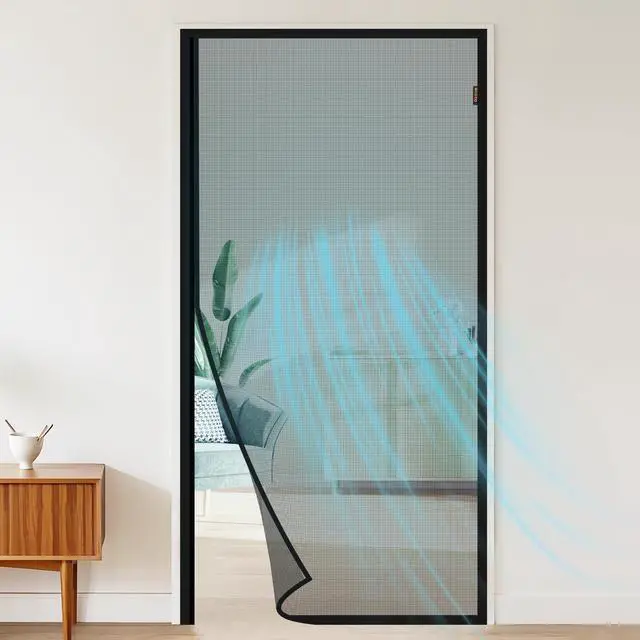 Main image of Magnetic Screen Door Side Opening Fit Door Size 36 x 80 Inches | Actual Mesh Size 38" x 81", Reinforced Polyester Door Screen Magnetic Closure for Front, Back, Patio, Sliding Door, Black