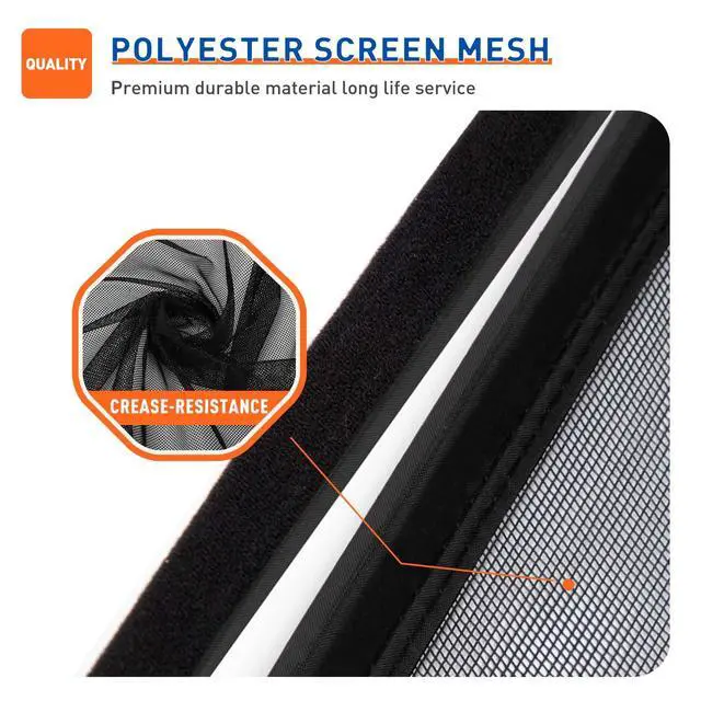 Alt view image 5 of 6 - Magnetic Screen Door Side Opening Fit Door Size 36 x 80 Inches | Actual Mesh Size 38" x 81", Reinforced Polyester Door Screen Magnetic Closure for Front, Back, Patio, Sliding Door, Black