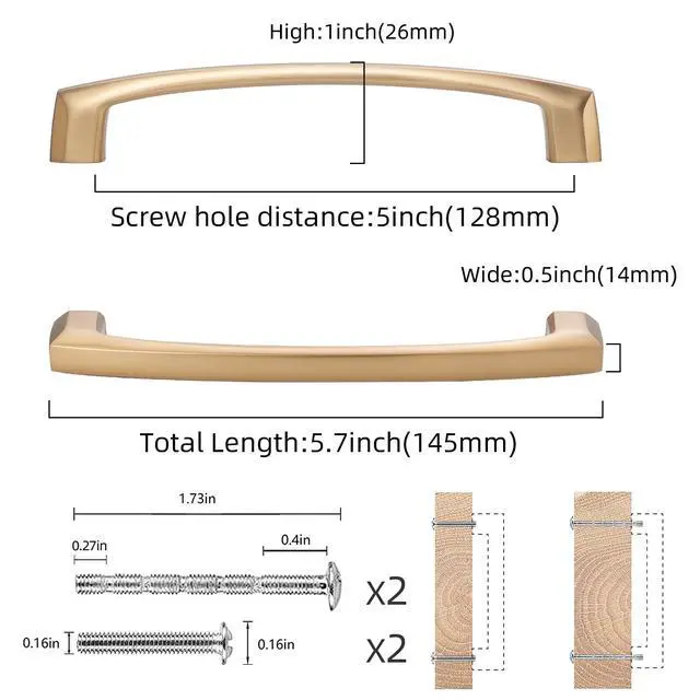 Alt view image 2 of 6 - 10 Pack 5 Inch(128mm) Champagne Bronze Cabinet Handles Champagne Kitchen Cabinet Pulls Cabinet Door Handles Kitchen Cabinet Hardware