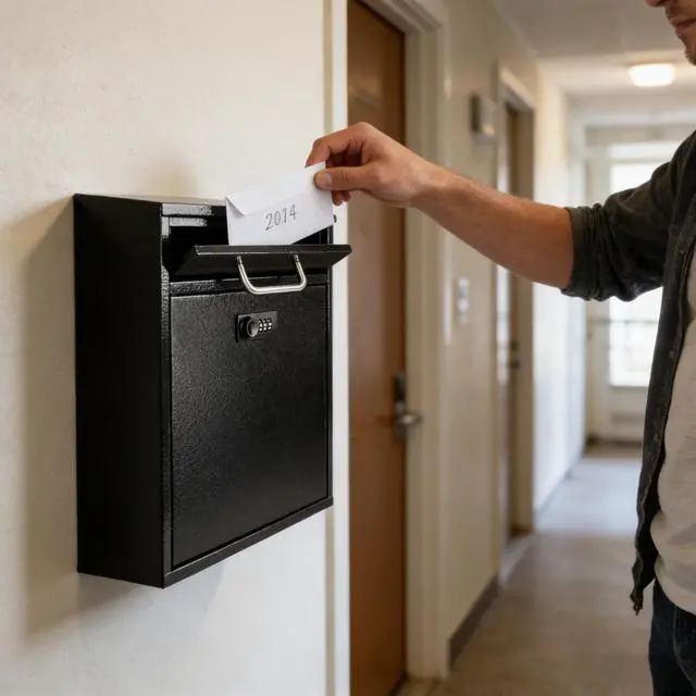 Alt view image 3 of 7 - Wall Mount Mailbox for Outside, Combination Lock, Large, Black | Sturdy Steel, Anti-theft Large Drop Box, Ideal for Home, Office, School Daily Mail/Key/Cash Storage, 12H" x 10.5L" x 4.6W"