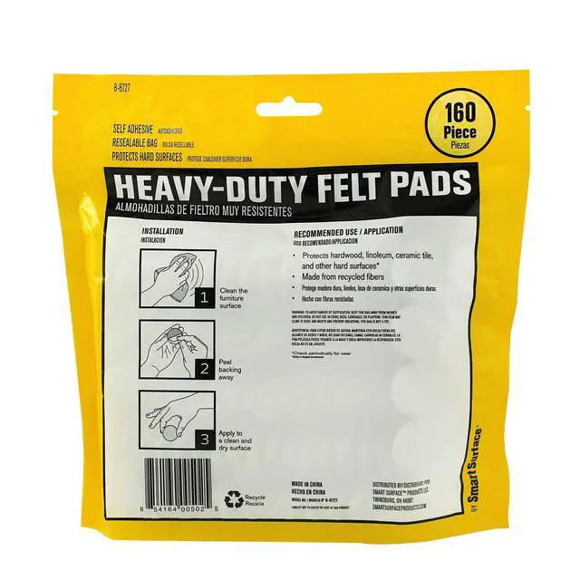 Alt view image 2 of 4 - 8727 Heavy Duty Self Adhesive Furniture Felt Pads 1-Inch Round Oatmeal 160-Piece Value Pack in Resealable Bag
