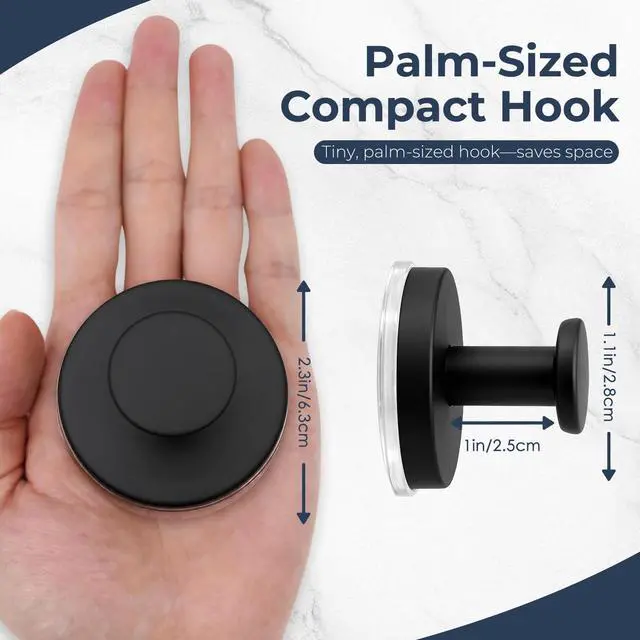 Alt view image 2 of 6 - Large Suction Cup Hooks for Shower,Heavy Duty 15lbs Shower Hooks for Inside Shower,No-Drill Removable Towel Hooks for Bathroom,4 Packs(Matte Black)