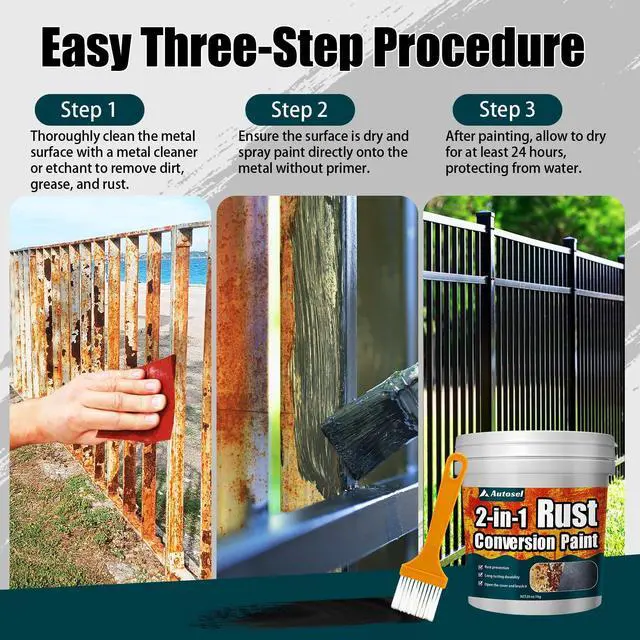 Alt view image 6 of 7 - 2-in-1 Rust Converter & Metal Primer, Stops Rust,Rust Inhibitor Paint for Metal, Rust Conversion Paint, Heat-Resistant Anti Rust Coating for Car, Marine, Industrial, Chassis, Long-Lasting (35 oz)