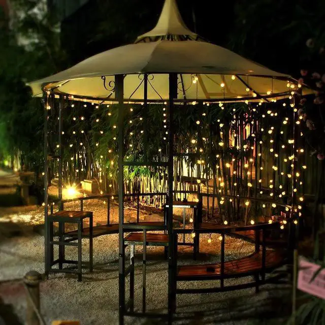 Alt view image 4 of 7 - Solar String Lights Outdoorf, 56ft 100 LED Globe String Light | 8 Mode, Waterproof Crystall Ball Lights Solar Patio Lights for Garden, Lawn, Patio, Gazebo, Yard, Outdoor Decor - Warm White