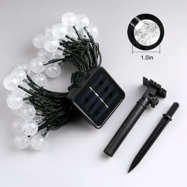 Alt view image 7 of 7 - Solar String Lights Outdoorf, 56ft 100 LED Globe String Light | 8 Mode, Waterproof Crystall Ball Lights Solar Patio Lights for Garden, Lawn, Patio, Gazebo, Yard, Outdoor Decor - Warm White