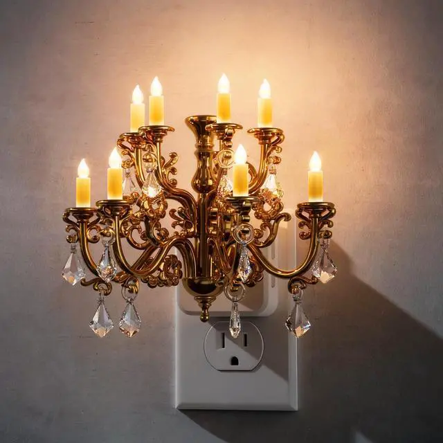 Main image of Night Lights Plug into Wall,Crystal Chandelier Candle,Vintage | Nightlight with Dusk to Dawn Sensor,Brightness Adjustable,3000K Soft White,Rotatable Night Light Plug in,Home Decor,Bathroom