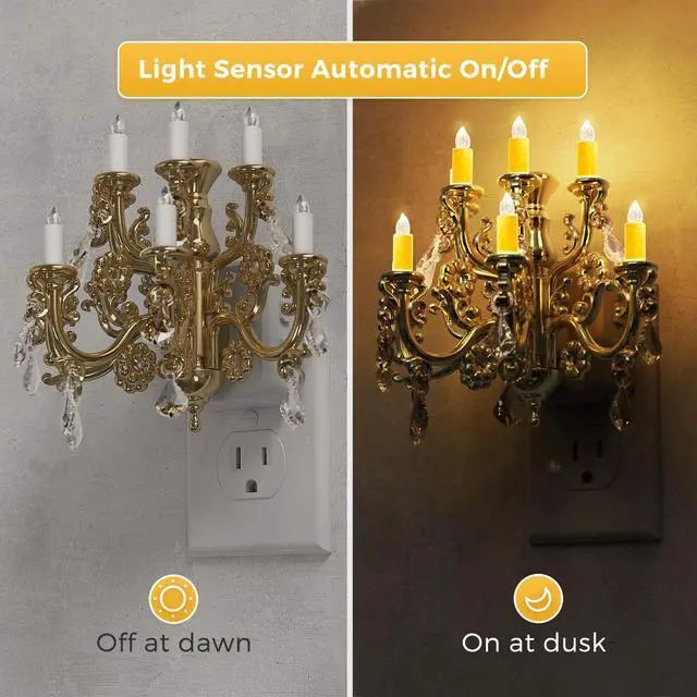 Alt view image 3 of 7 - Night Lights Plug into Wall,Crystal Chandelier Candle,Vintage | Nightlight with Dusk to Dawn Sensor,Brightness Adjustable,3000K Soft White,Rotatable Night Light Plug in,Home Decor,Bathroom