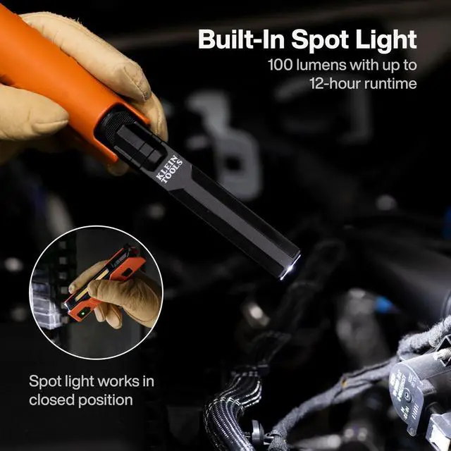 Alt view image 3 of 7 - 56073 Foldable Handheld Work Light, 500-Lumen LED with 180-Degree Pivot and 270-Degree Rotation, USB-C Rechargeable Flashlight with Built-In Spotlight, Magnetic Base, IP54-Rated