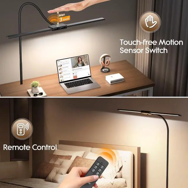 Alt view image 7 of 7 - LED Floor Lamp, 18W 2000LM Bright Floor Lamp for Office, Living Room | Focused & Wide-Area Dual Light, Flexible Neck, Eye Care, Dimmable Brightness & Color Temp, Auto Timer, Remote/Gesture Control
