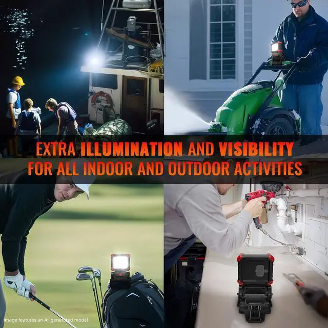 Alt view image 6 of 7 - Rechargeable Clip Light 2 Pack, 2100LM LED Clamp Work Light | 3 modes, 6000K, magnetic base, 270° rotating head, 2.3 in clamp, USB-C input, USB-A output for boats, repairs and job sites
