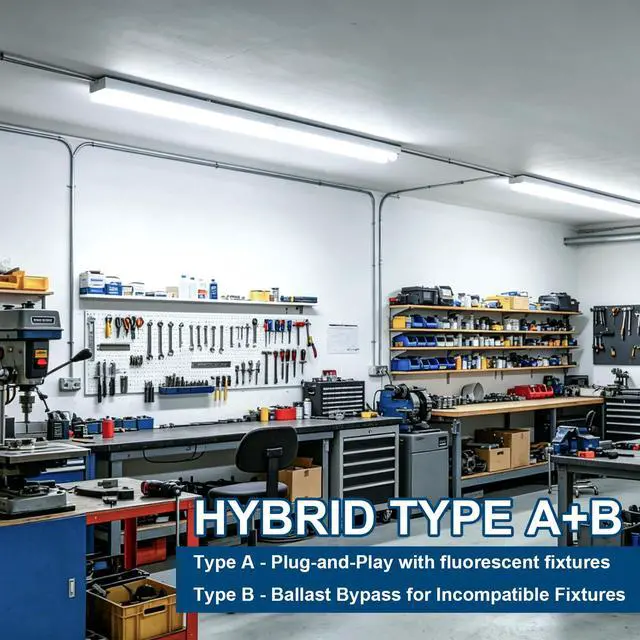 Alt view image 3 of 7 - T8 4FT LED Light Bulbs, 24W 3200LM 5000K Frosted Type A+B, 4 Pack | T8 LED Bulbs 4 Foot Type A+B, F32T8/F40T12 Replacement for Garage, Workshop, Office Fixtures, Single or Double End Powered