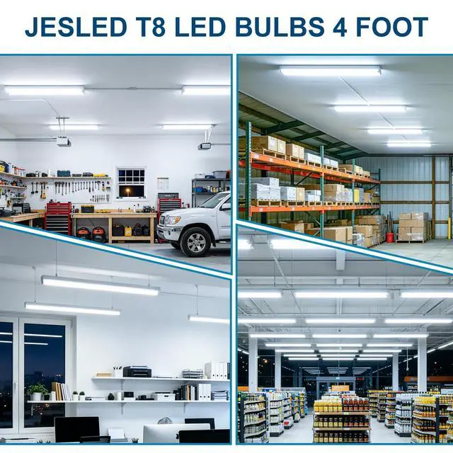 Alt view image 7 of 7 - T8 4FT LED Light Bulbs, 24W 3200LM 5000K Frosted Type A+B, 4 Pack | T8 LED Bulbs 4 Foot Type A+B, F32T8/F40T12 Replacement for Garage, Workshop, Office Fixtures, Single or Double End Powered