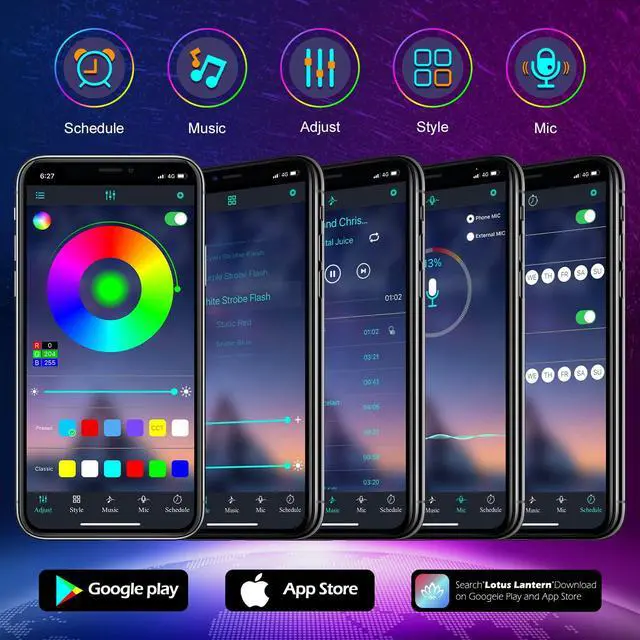 Alt view image 4 of 7 - 100Ft Outdoor Waterproof LED Strip Lights,Music Sync RGB IP65 Led Lights with App Control and Remote,Color Changing Waterproof Led Rope Lights for Outdoor,Balcony,Roof,Garden,Stairs Party