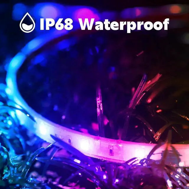 Alt view image 7 of 7 - 100Ft Outdoor Waterproof LED Strip Lights,Music Sync RGB IP65 Led Lights with App Control and Remote,Color Changing Waterproof Led Rope Lights for Outdoor,Balcony,Roof,Garden,Stairs Party