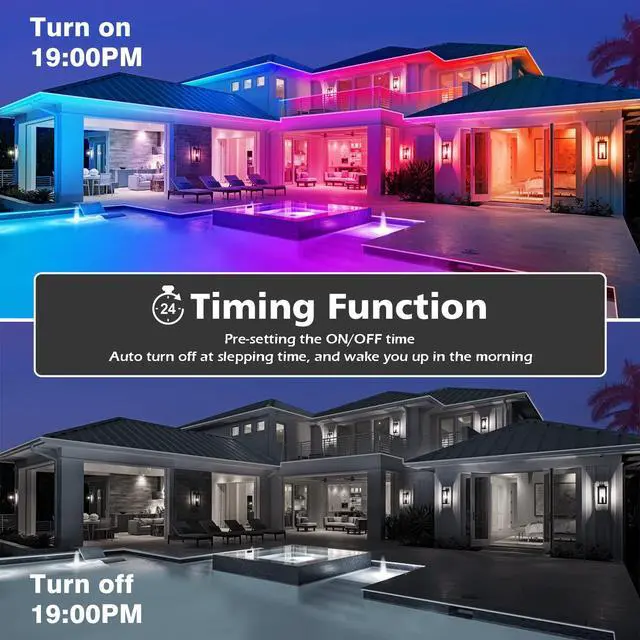 Alt view image 6 of 7 - 100Ft Outdoor Waterproof LED Strip Lights,Music Sync RGB IP65 Led Lights with App Control and Remote,Color Changing Waterproof Led Rope Lights for Outdoor,Balcony,Roof,Garden,Stairs Party