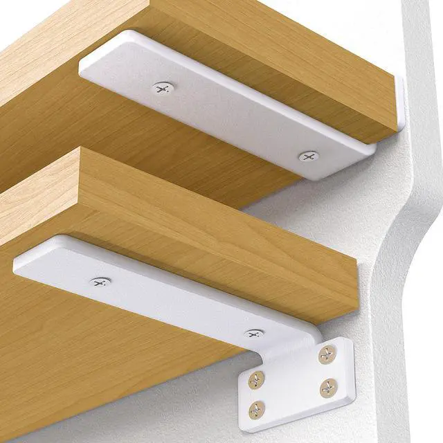 Main image of Shelf Bracket, Floating Shelf Bracket 12 Inch, 6 Pack Heavy Duty Shelf Brackets, Metal Wall Shelf Brackets with 1/5 Inch Thick and Holds 160+lb, Brackets for Wood ShelvesWhite