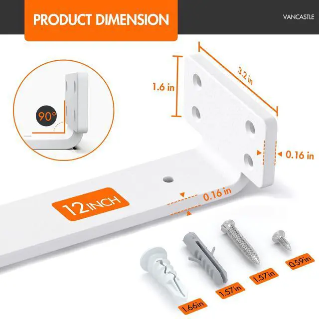 Alt view image 2 of 7 - Shelf Bracket, Floating Shelf Bracket 12 Inch, 6 Pack Heavy Duty Shelf Brackets, Metal Wall Shelf Brackets with 1/5 Inch Thick and Holds 160+lb, Brackets for Wood ShelvesWhite