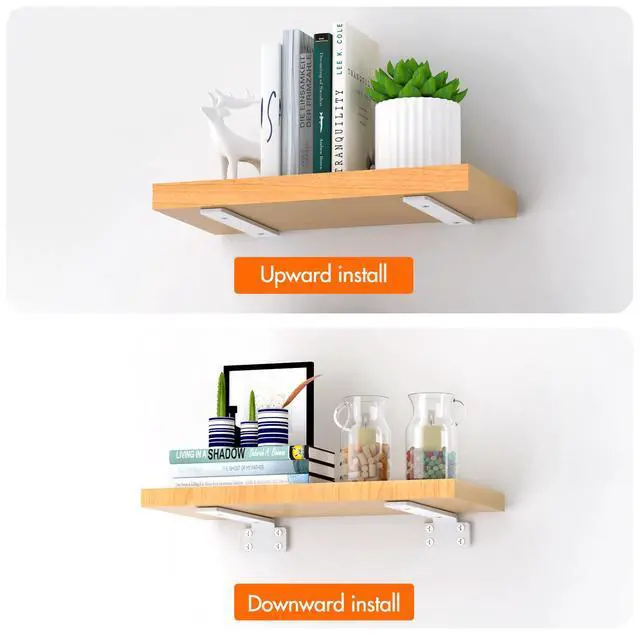 Alt view image 3 of 7 - Shelf Bracket, Floating Shelf Bracket 12 Inch, 6 Pack Heavy Duty Shelf Brackets, Metal Wall Shelf Brackets with 1/5 Inch Thick and Holds 160+lb, Brackets for Wood ShelvesWhite