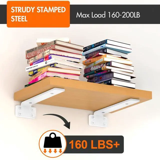 Alt view image 5 of 7 - Shelf Bracket, Floating Shelf Bracket 12 Inch, 6 Pack Heavy Duty Shelf Brackets, Metal Wall Shelf Brackets with 1/5 Inch Thick and Holds 160+lb, Brackets for Wood ShelvesWhite